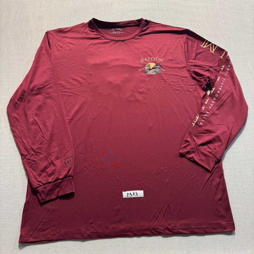 Baitium Performance Fishing Shirt Mens 2XL Maroon